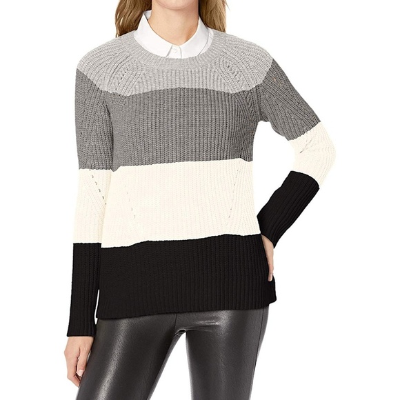 Lucky Brand Colorblock Stripe Pointelle Sweater - Picture 1 of 3